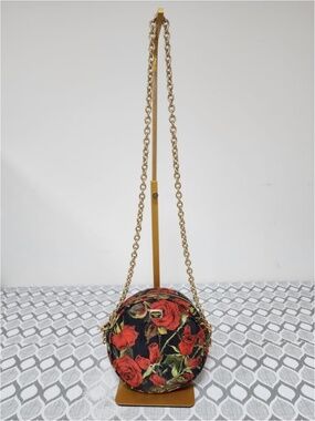 Authentic Dolce & Gabbana Floral Print Fabric Miss Glam Round Shoulder Bag Multi